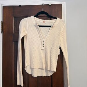 NWT Free People Cream Waffle Knit Blouse
